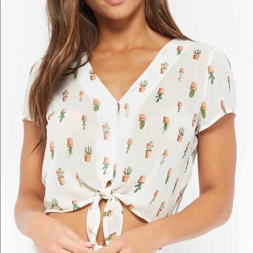 NWT Cactus front tie crop top